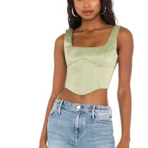 Danielle Guizio Satin Lace Up Bustier Top